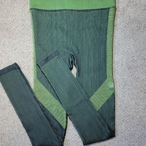 ALO Yoga Striped Green and Dark Gray Leggings